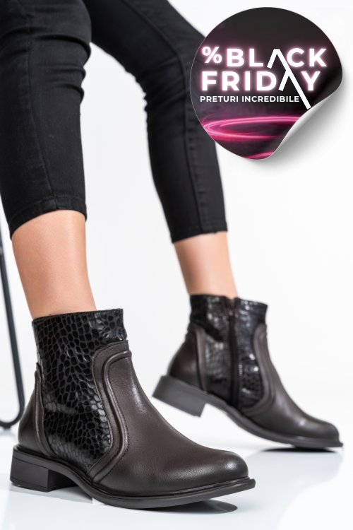 Ghete dama de iarna piele naturala maro inchis captusite  7s77604