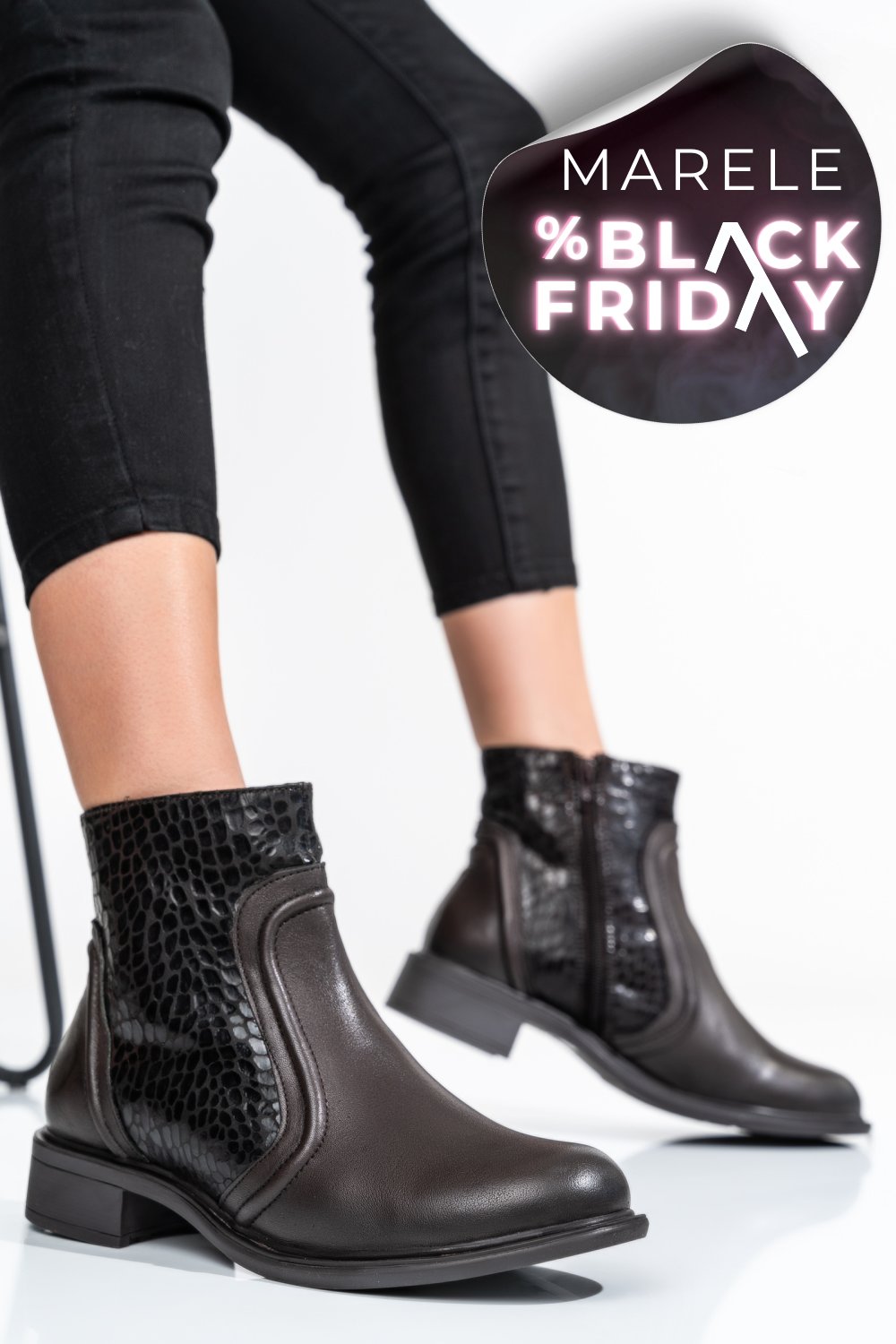 GHETE DAMA DE IARNA PIELE NATURALA MARO INCHIS CAPTUSITE  7S77604