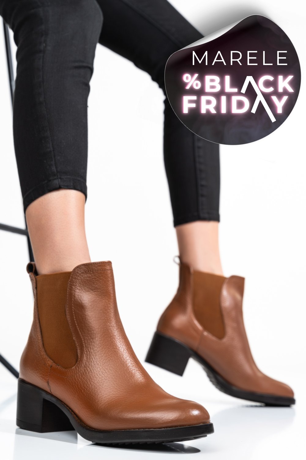 GHETE DAMA PIELE NATURALA CAMEL TOC MIC 7S77845