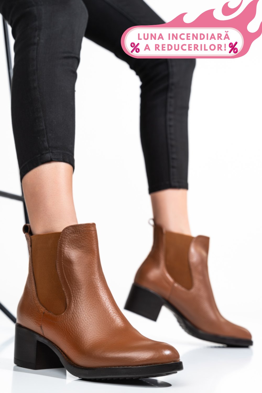 GHETE DAMA PIELE NATURALA CAMEL TOC MIC 7S77845