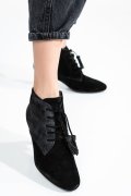 BOTINE DAMA PIELE NATURALA INTOARSA NEGRE CU TOC MIC ARENDAL