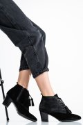 BOTINE DAMA PIELE NATURALA INTOARSA NEGRE CU TOC MIC ARENDAL