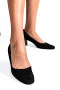 PANTOFI DAMA GUBAN PIELE NATURALA INTOARSA  BLACK CU TOC MIC 3S77475