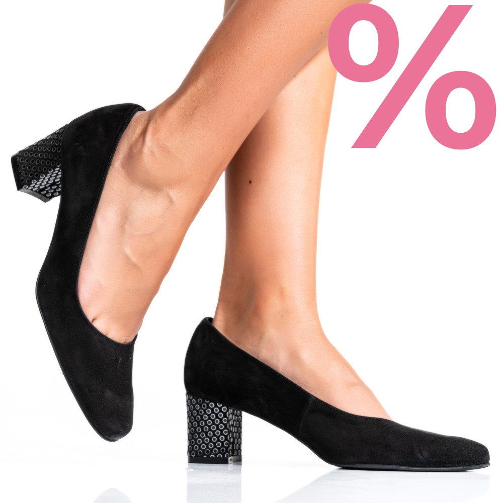 PANTOFI DAMA GUBAN PIELE NATURALA INTOARSA  BLACK CU TOC MIC 3S77475