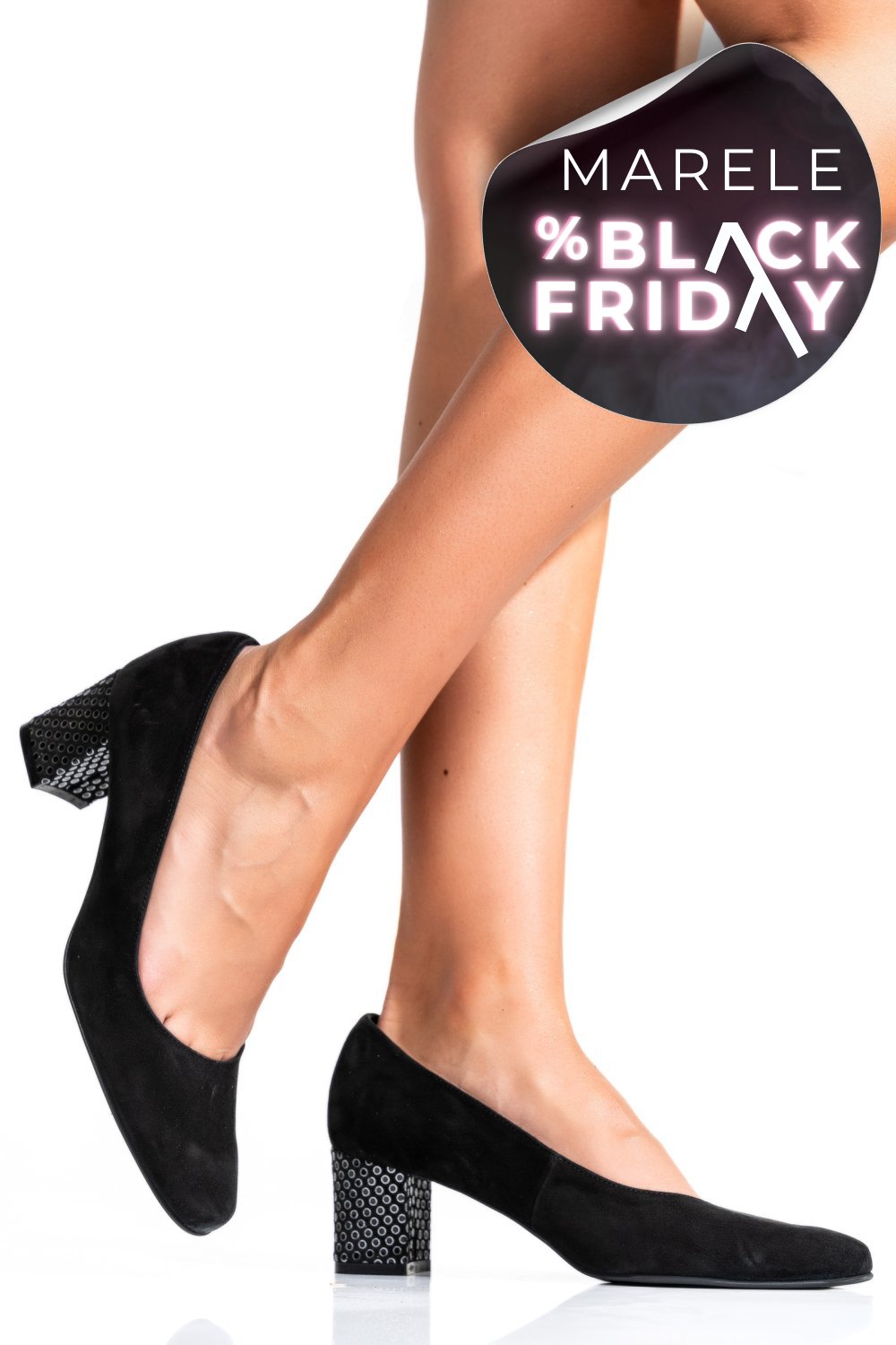 PANTOFI DAMA GUBAN PIELE NATURALA INTOARSA  BLACK CU TOC MIC 3S77475