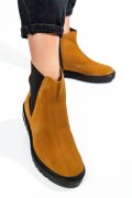 GHETE DAMA PIELE NATURALA INTOARSA CAMEL 2S777497820