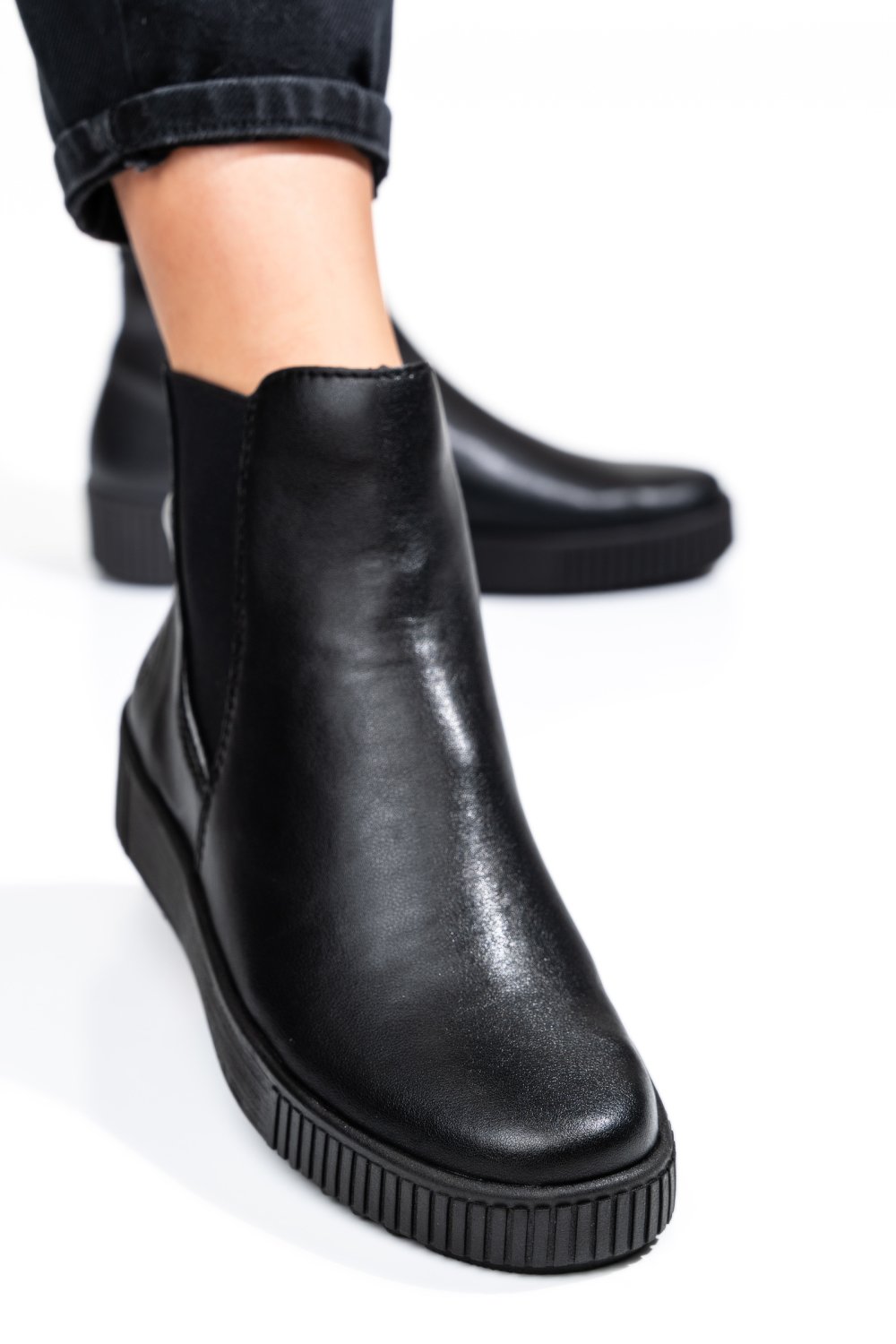 RIEKER, GHETE DAMA PIELE NATURALA NEGRE Y645100