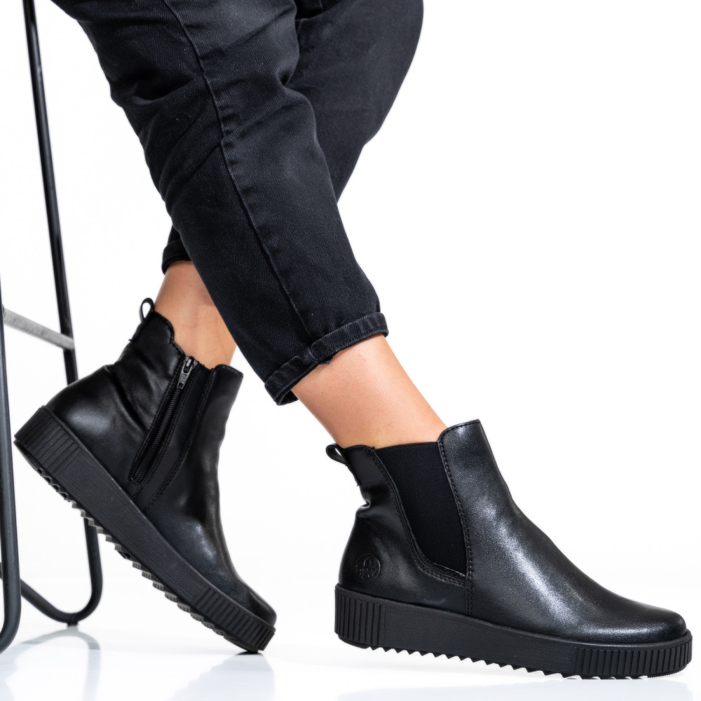 RIEKER, GHETE DAMA PIELE NATURALA NEGRE Y645100