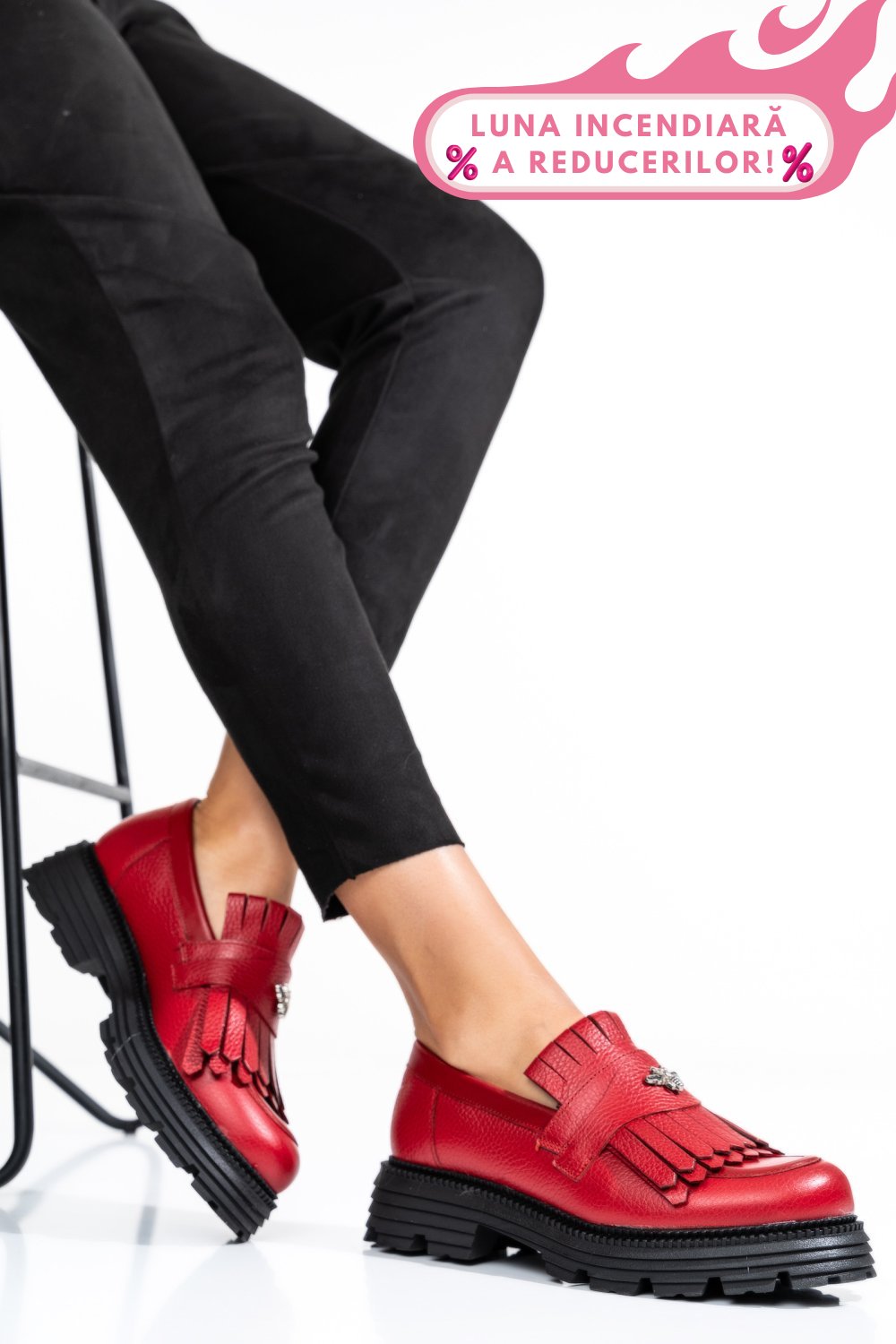 MOCASINI DAMA PIELE NATURALA ROSII 3S7795