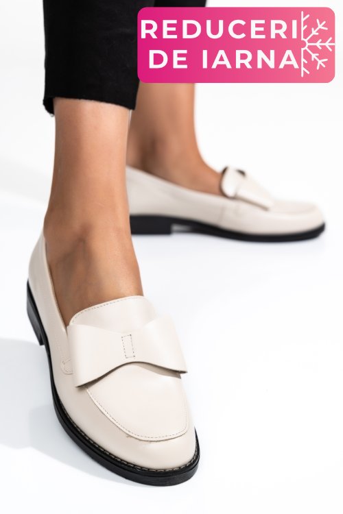 Mocasini bej piele naturala 2s77110