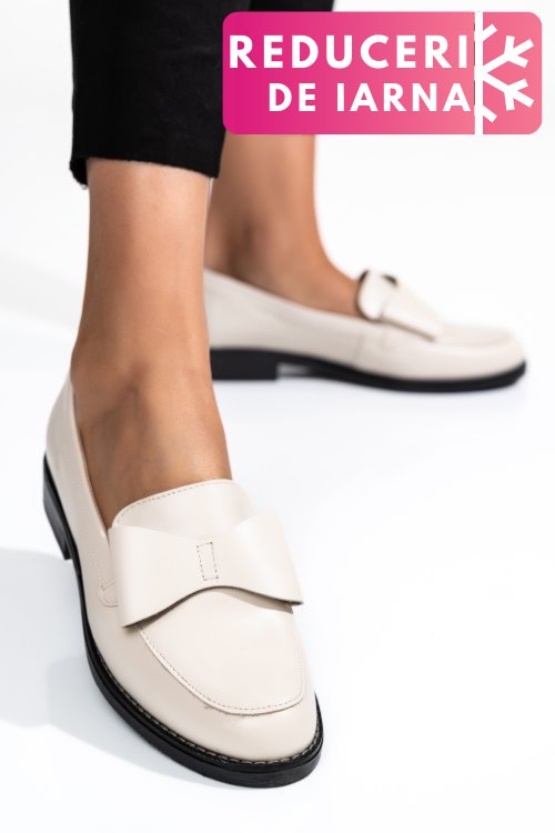 Mocasini bej piele naturala 2s77110