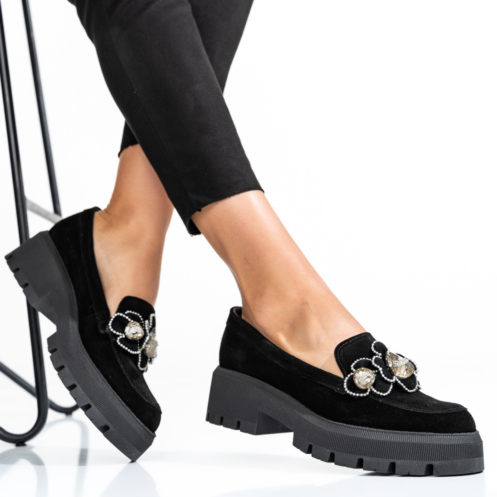 MOCASINI NEGRI PIELE NATURALA INTOARSA 2S7723