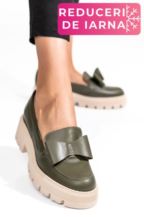 Mocasini olive piele naturala 2s77115