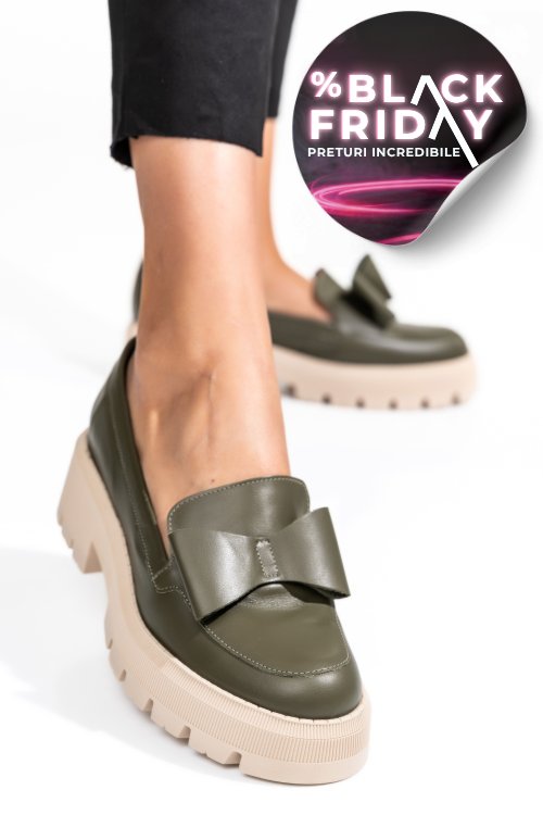 Mocasini olive piele naturala 2s77115