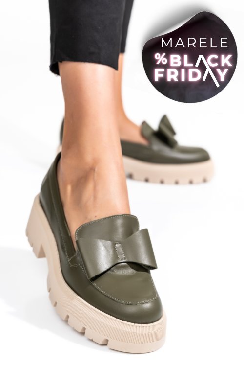 Mocasini olive piele naturala 2s77115