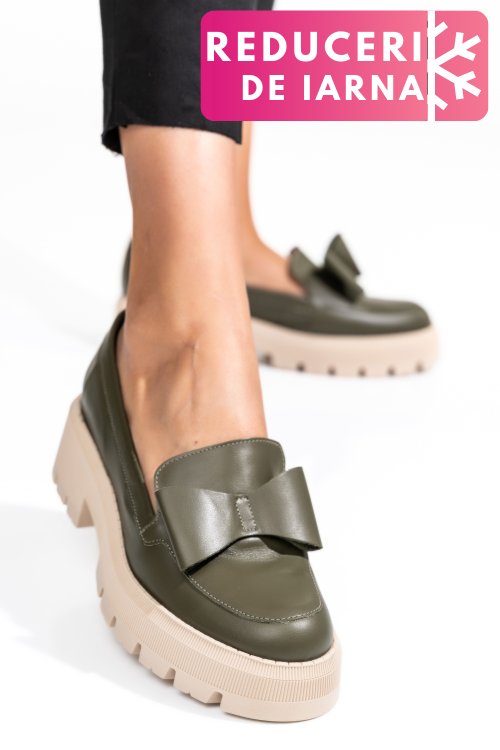 Mocasini olive piele naturala 2s77115