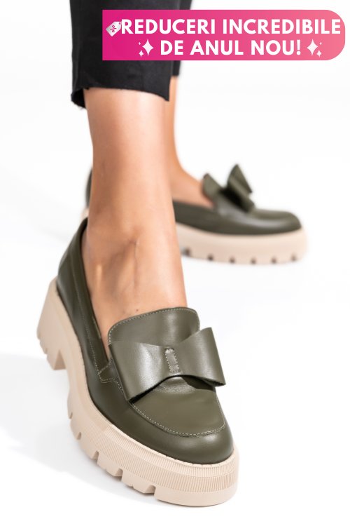 Mocasini olive piele naturala 2s77115