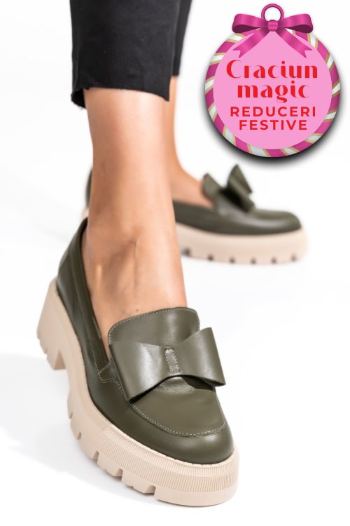Mocasini olive piele naturala 2s77115