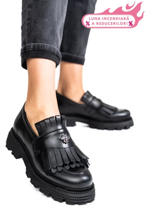 Mocasini dama piele naturala black 3s7795