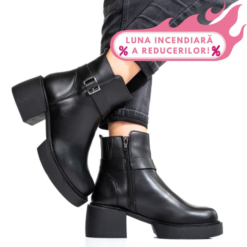 GHETE DAMA PIELE NATURALA NEGRE CU TOC MIC 3S7794