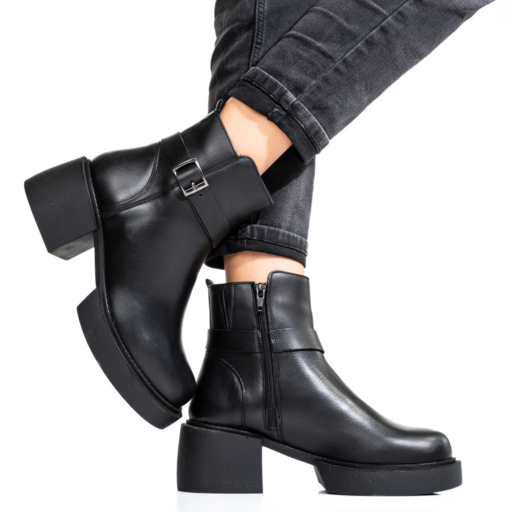 GHETE DAMA PIELE NATURALA NEGRE CU TOC MIC 3S7794
