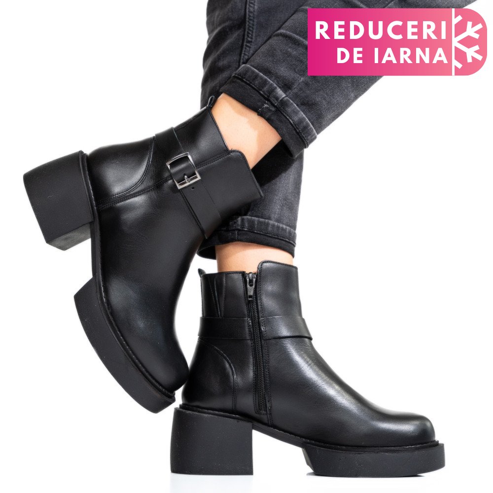 GHETE DAMA PIELE NATURALA NEGRE CU TOC MIC 3S7794