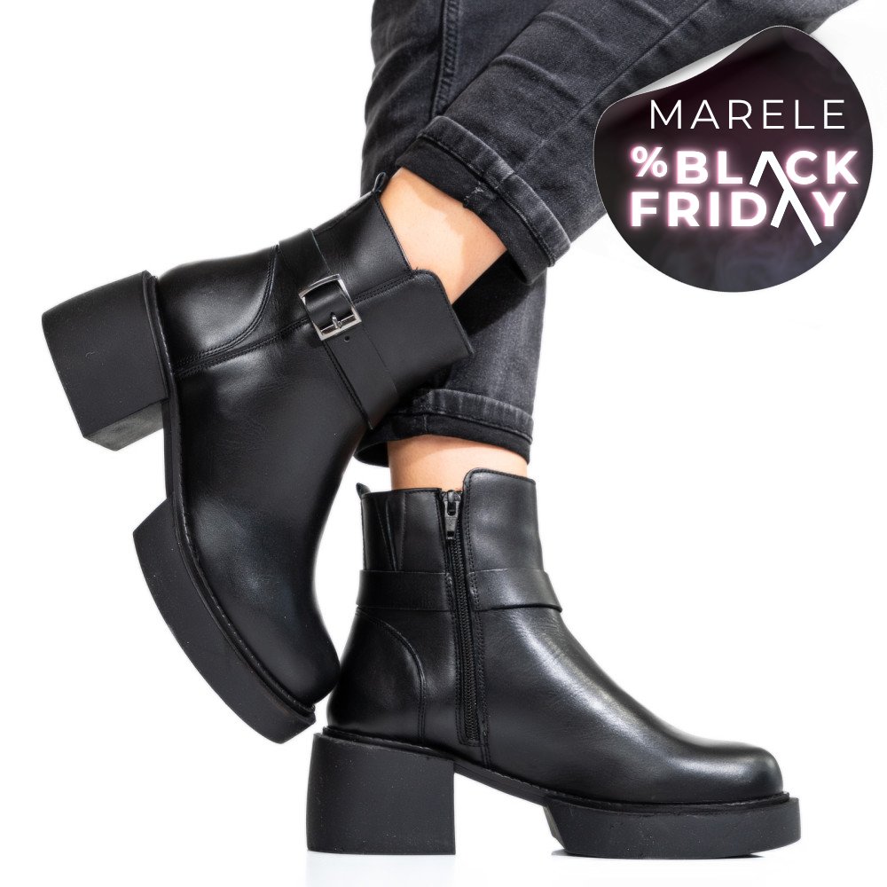 GHETE DAMA PIELE NATURALA NEGRE CU TOC MIC 3S7794