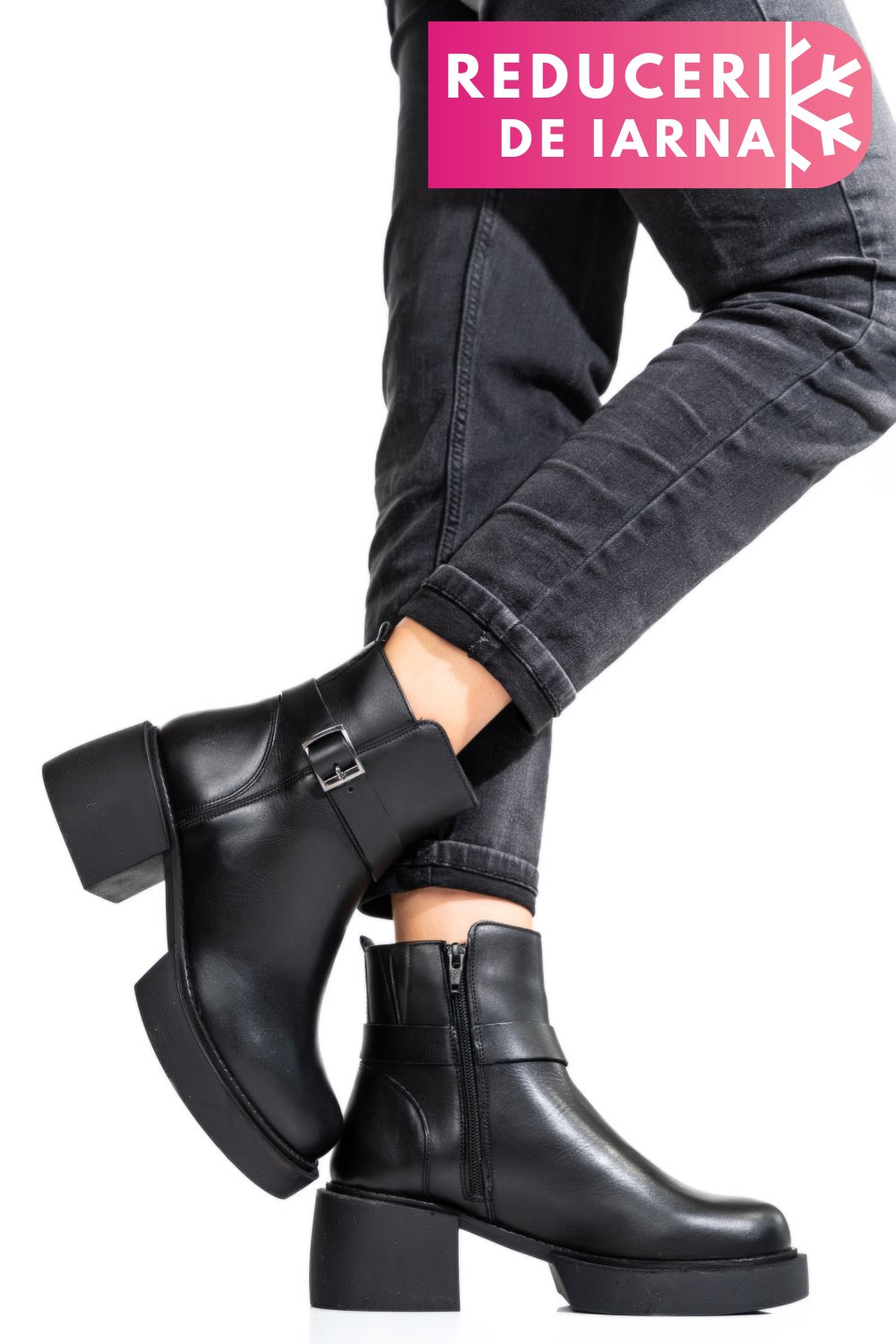 GHETE DAMA PIELE NATURALA NEGRE CU TOC MIC 3S7794