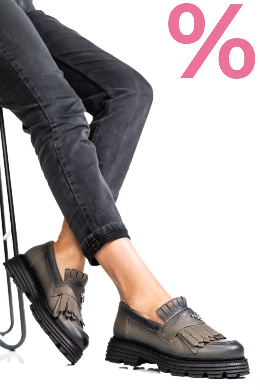 MOCASINI DAMA PIELE NATURALA PEWTER 3S7795
