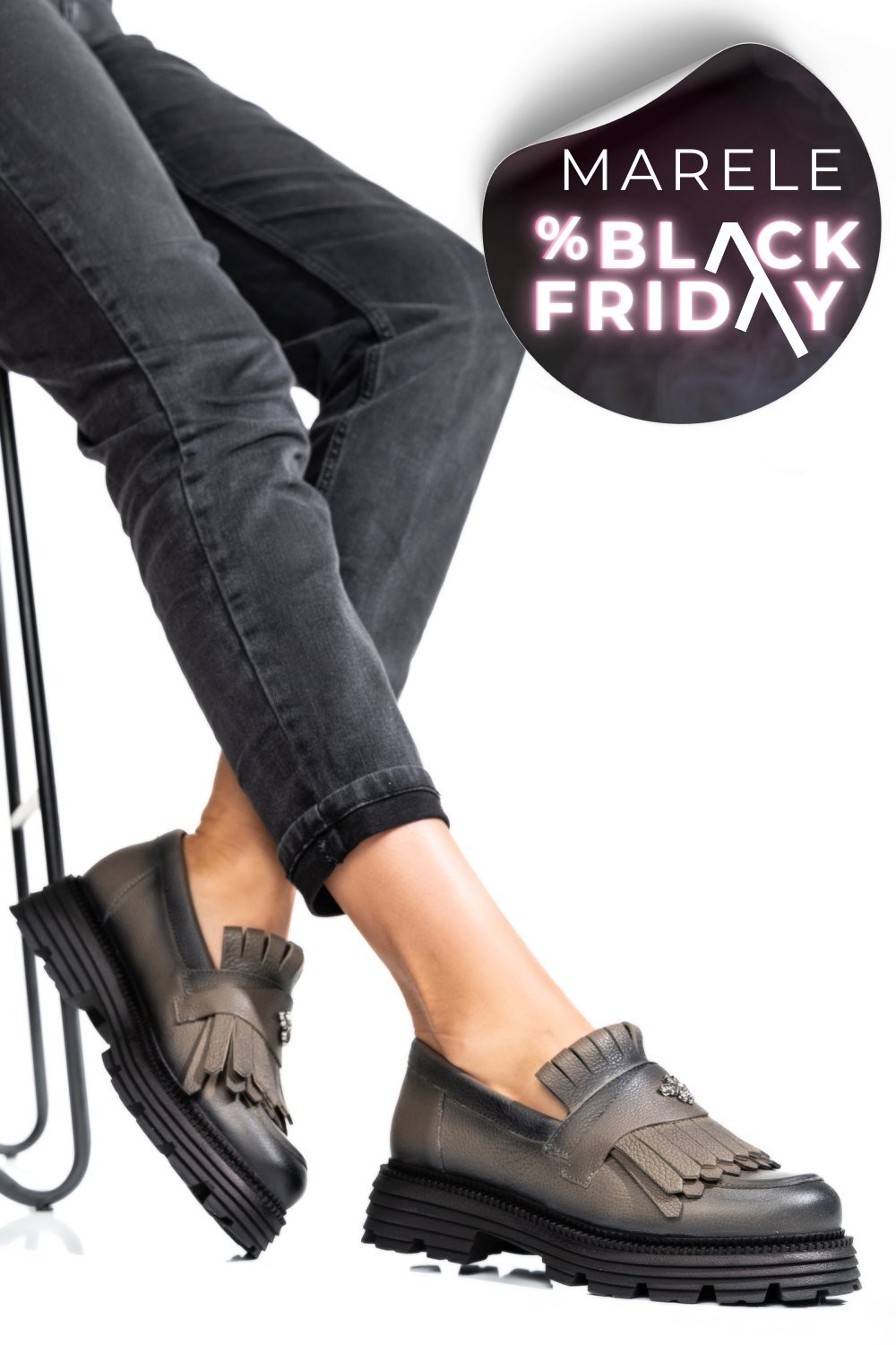 MOCASINI DAMA PIELE NATURALA PEWTER 3S7795