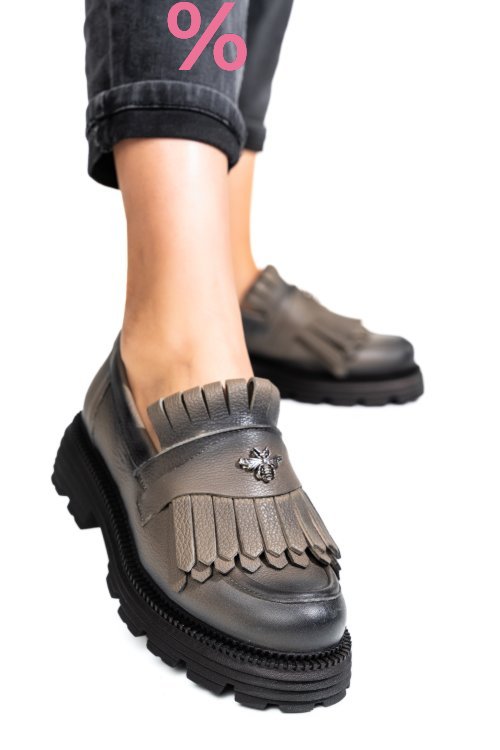 Mocasini dama piele naturala pewter 3s7795