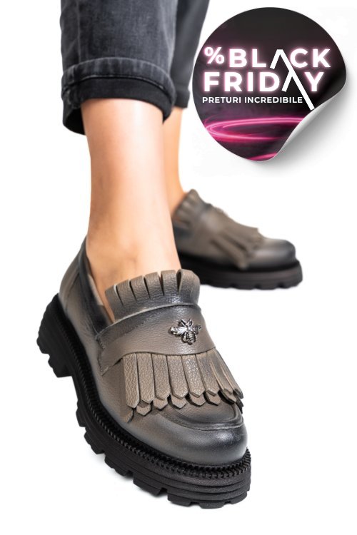Mocasini dama piele naturala pewter 3s7795