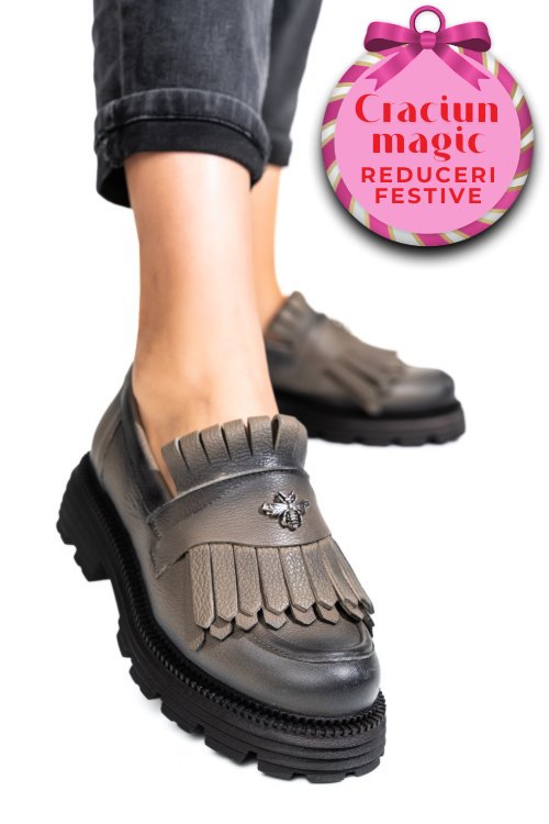 Mocasini dama piele naturala pewter 3s7795