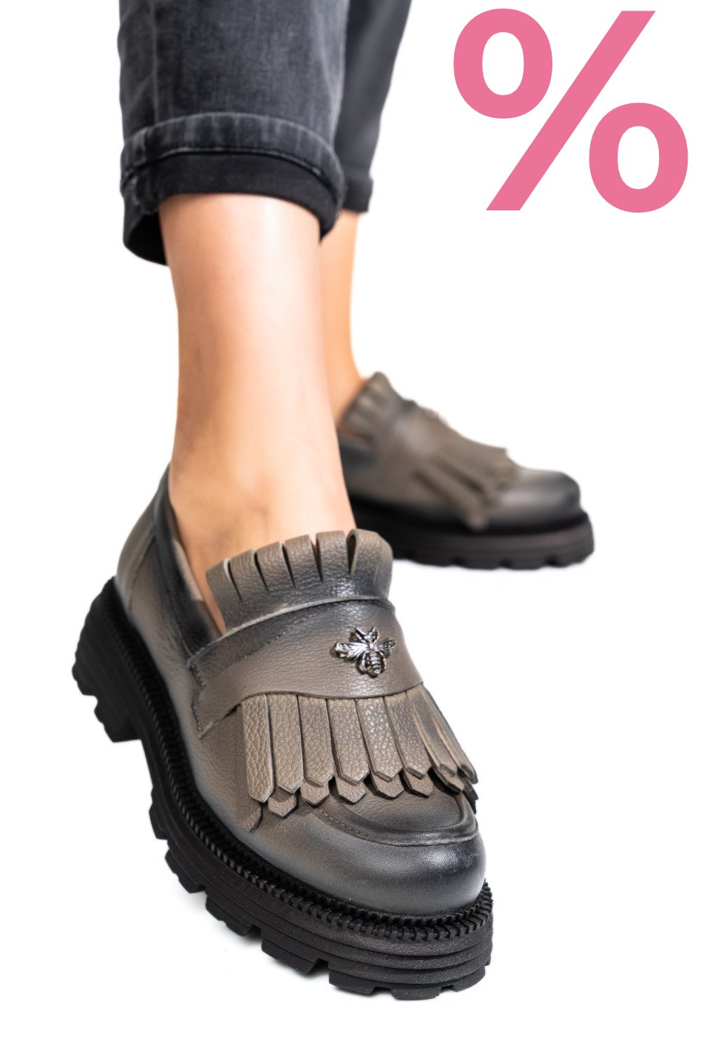 MOCASINI DAMA PIELE NATURALA PEWTER 3S7795