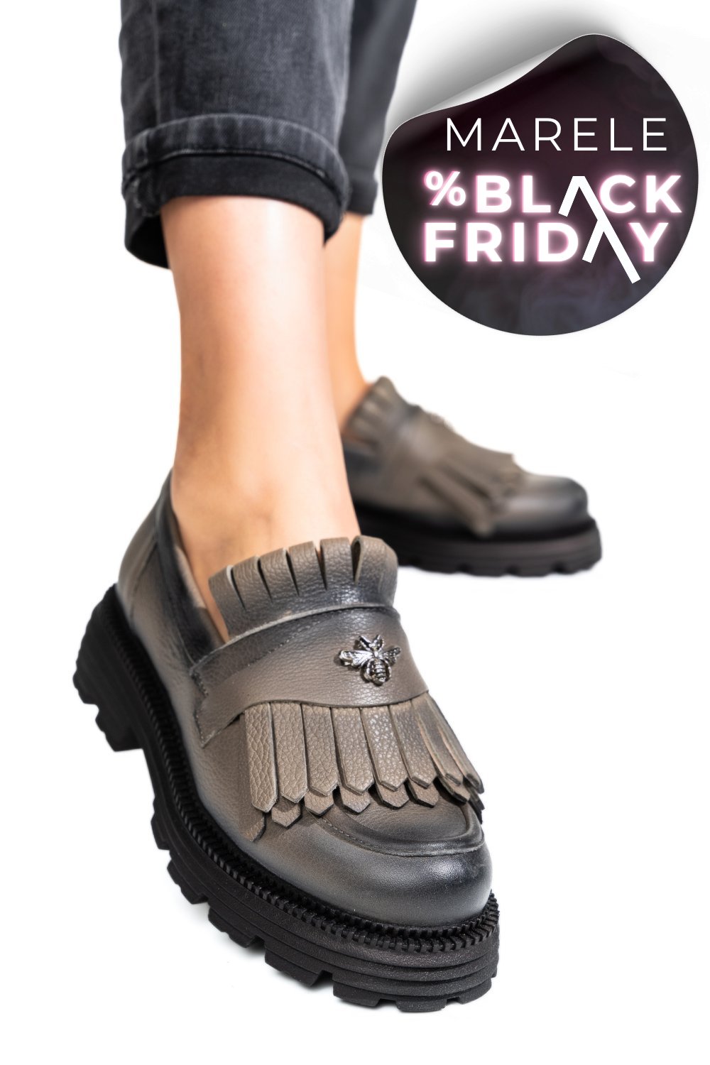 MOCASINI DAMA PIELE NATURALA PEWTER 3S7795