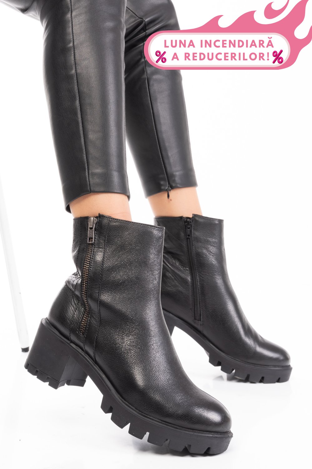 GHETE DAMA PIELE NATURALA NEGRE 7S77765
