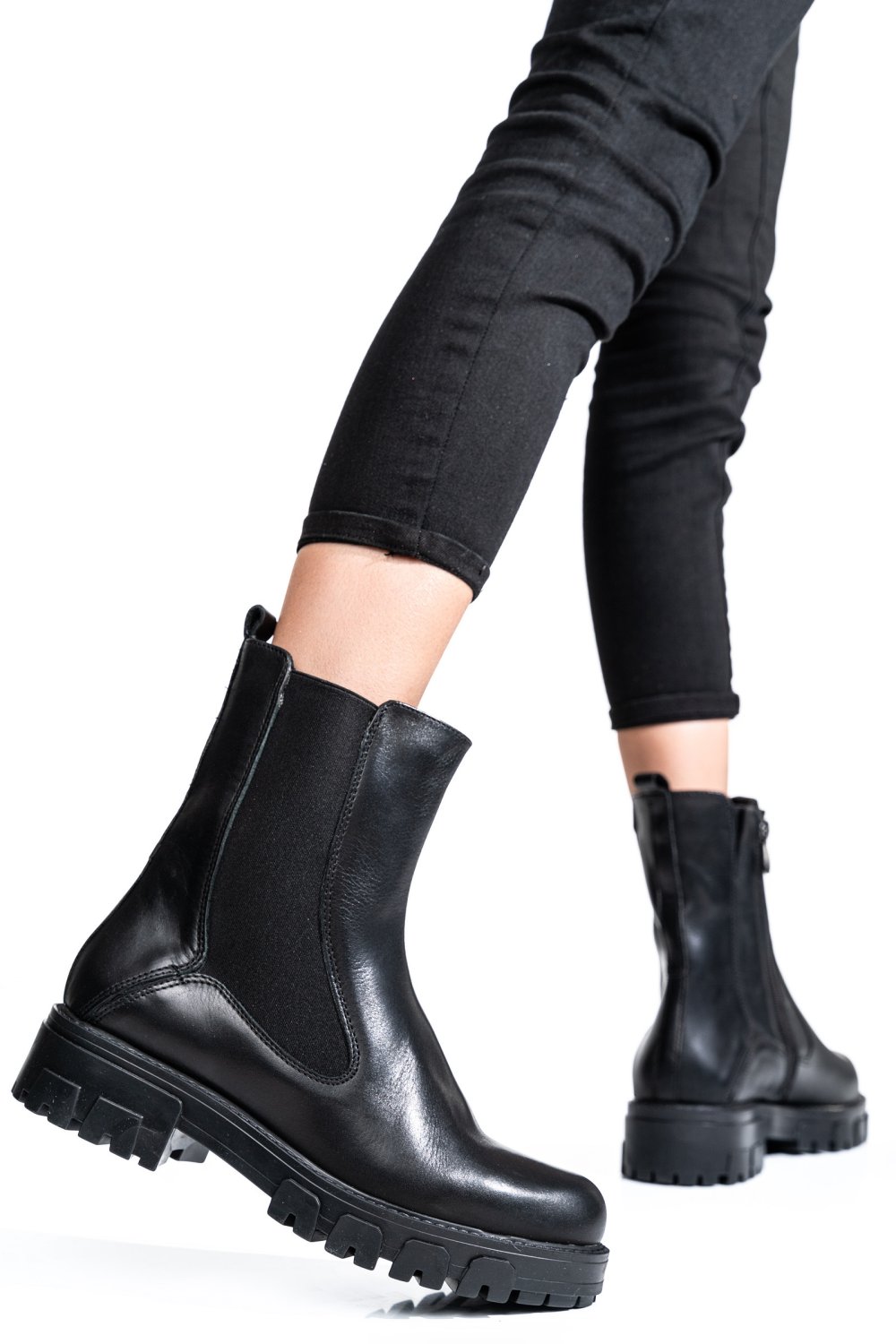 GHETE DAMA PIELE NATURALA NEGRE ELLE05