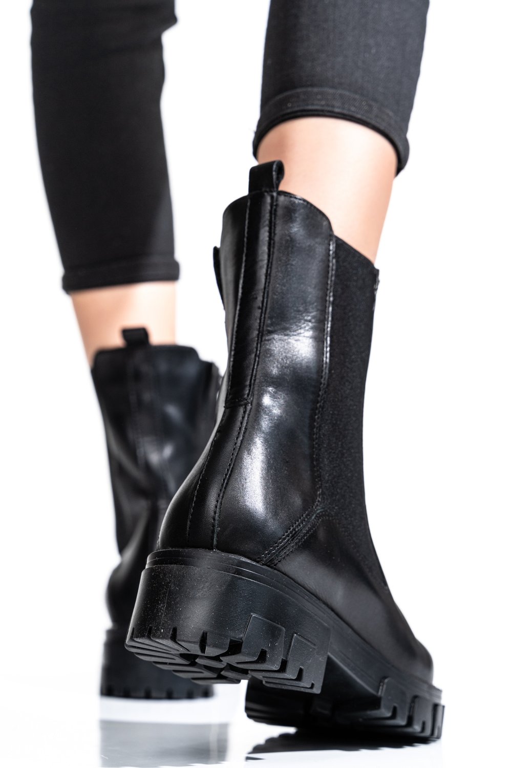 GHETE NEGRE PIELE NATURALA ELLE05