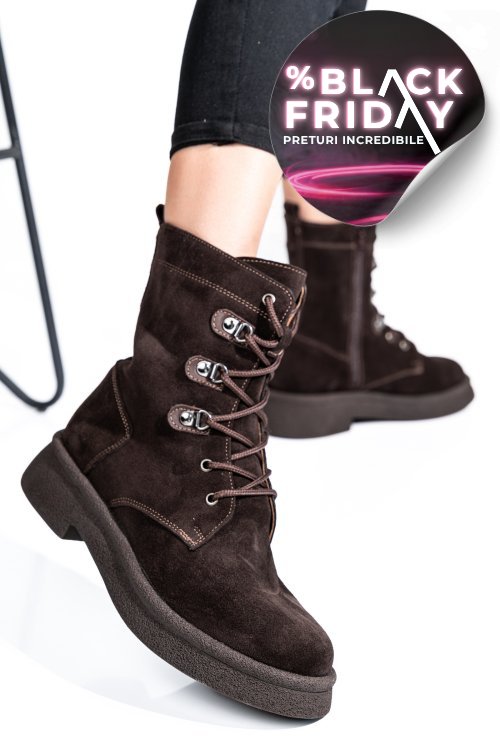 Ghete femei piele naturala intoarsa maro inchis 2s7732-050sp