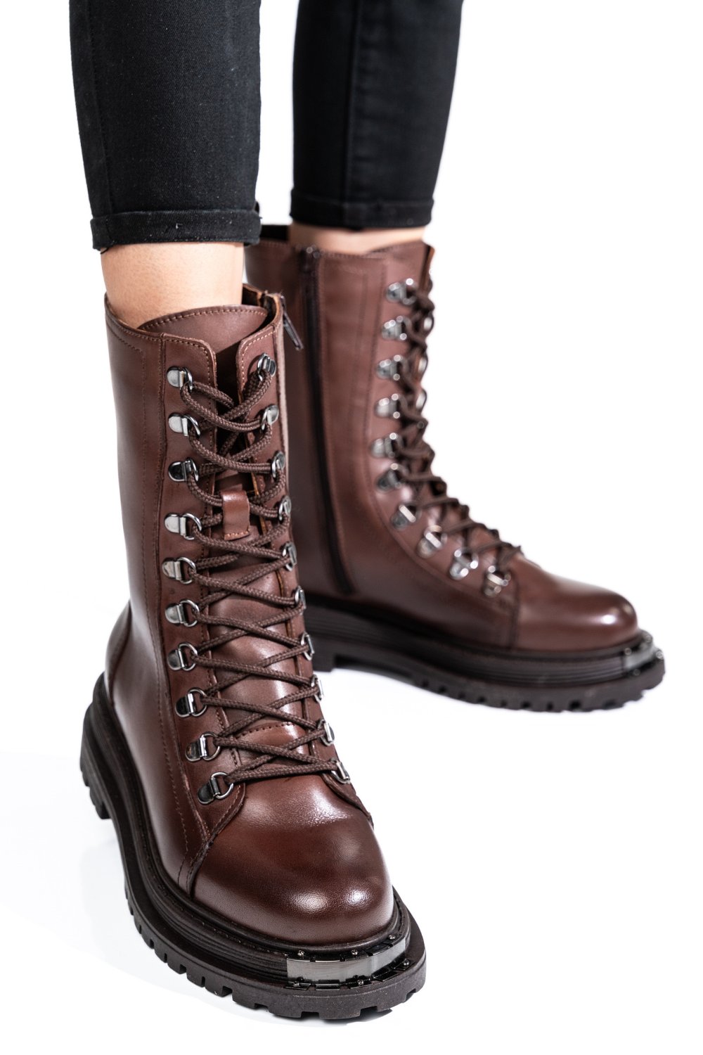 GHETE DAMA PIELE NATURALA MARO INCHIS 2S7732-037NP