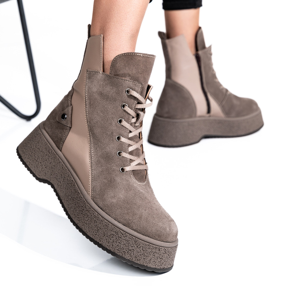 GHETE DAMA PIELE NATURALA INTOARSA BEJ 2S7732-042SP-NP