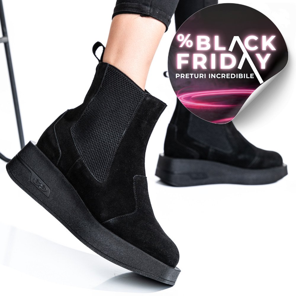 GHETE NEGRE PIELE NATURALA INTOARSA 2S7700