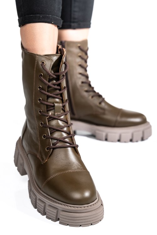 Ghete femei piele naturala khaki 2s7732-048np