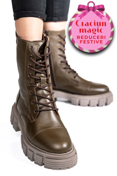 Ghete femei piele naturala khaki 2s7732-048np