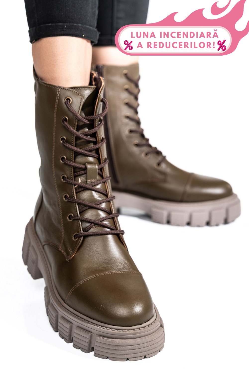 GHETE FEMEI PIELE NATURALA KHAKI 2S7732-048NP