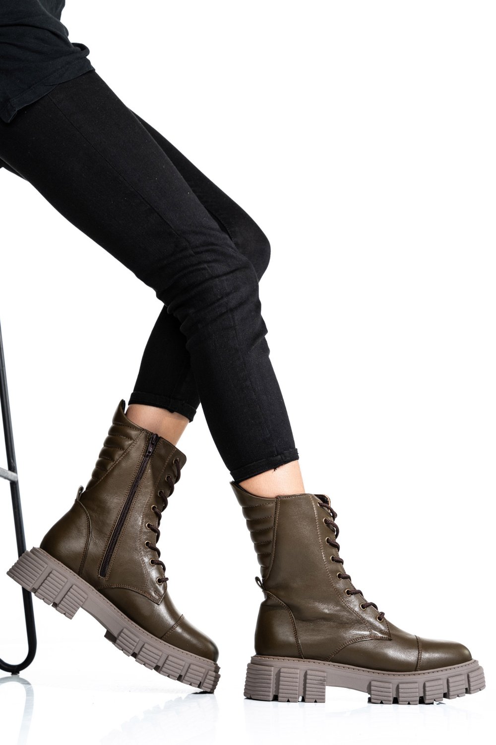 GHETE FEMEI PIELE NATURALA KHAKI 2S7732-048NP