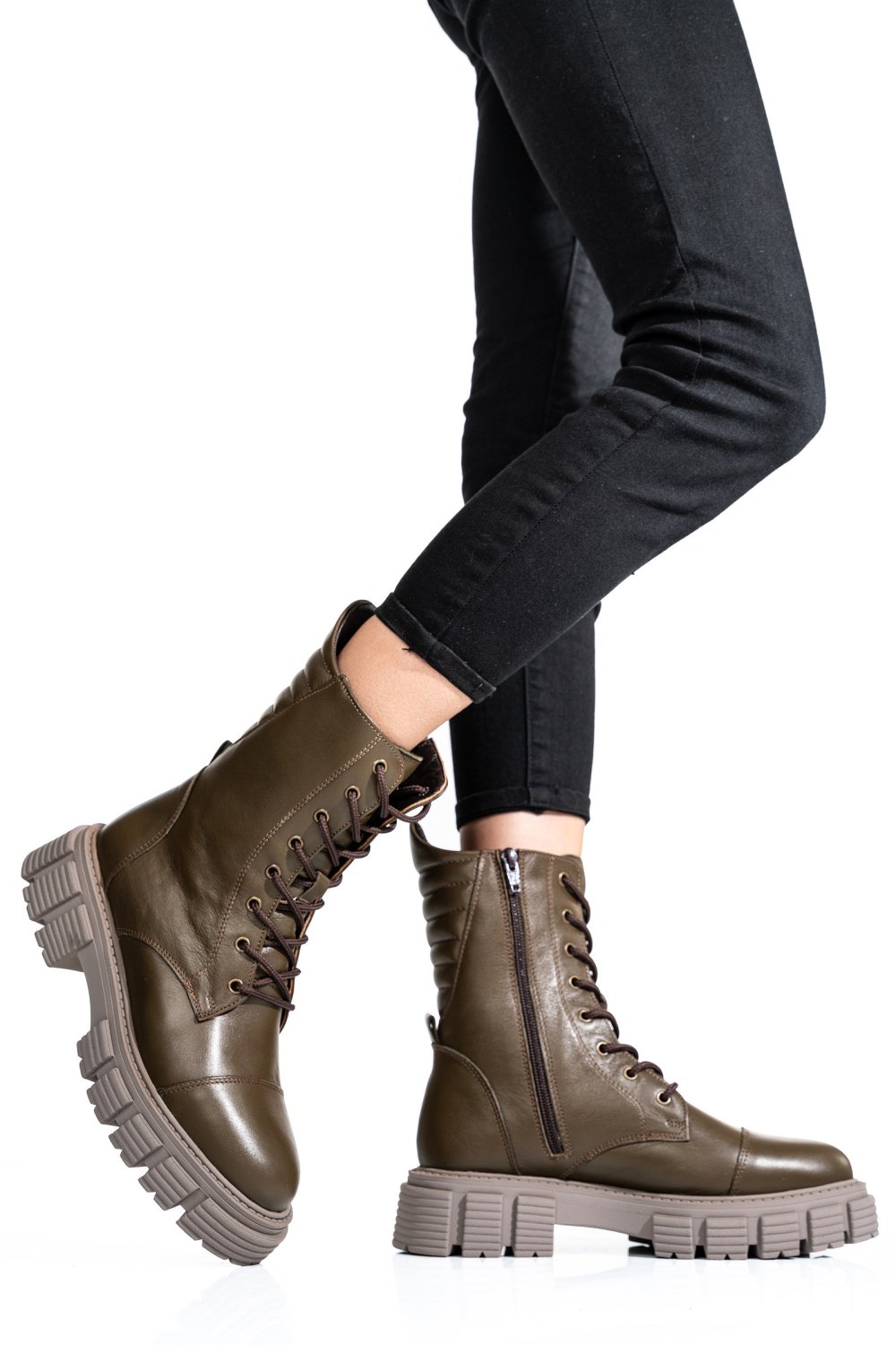 GHETE FEMEI PIELE NATURALA KHAKI 2S7732-048NP