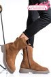 Ghete dama imblanite piele naturala intoarsa camel 2s7732-051sp