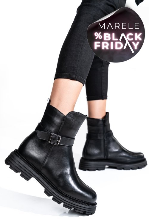 Ghete dama piele naturala negre 2s7732-033np