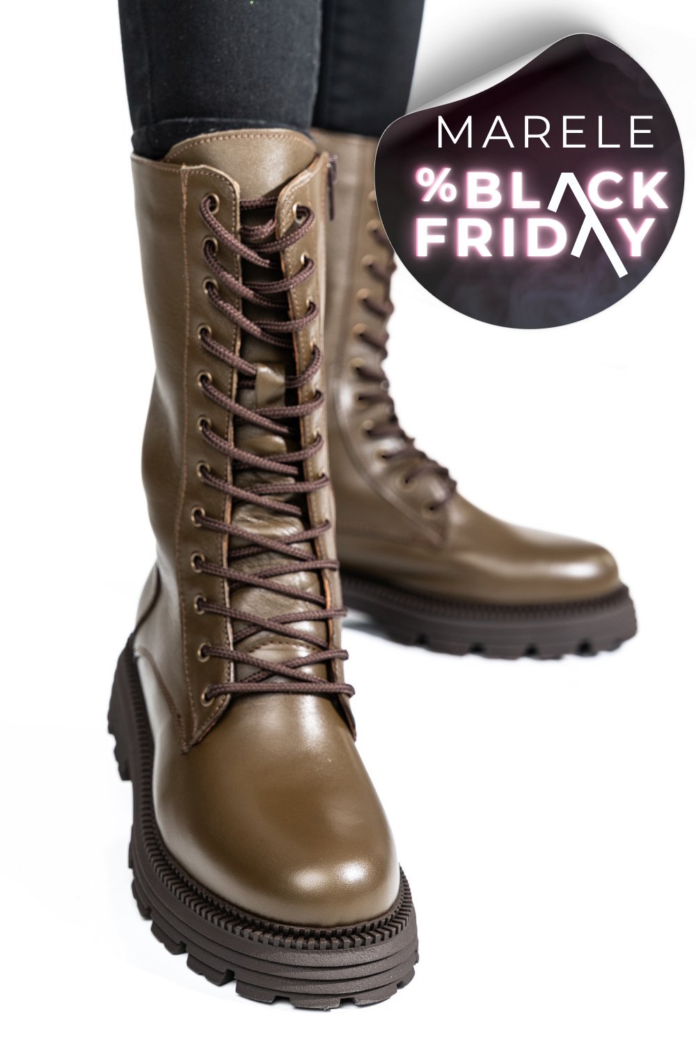 CIZME FEMEI PIELE NATUTRALA KHAKI  2S7732-032NP